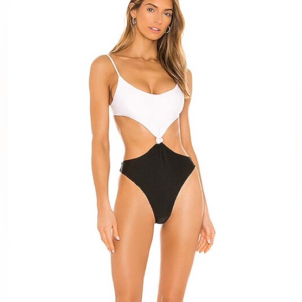 Lovers + Friends Black and White Cutout Swimsuit